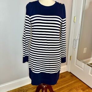Lilly Pulitzer Kenley Cotton Crew Neck Dress Riviera Navy and White, sz M